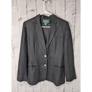 Lauren Ralph Lauren Women's Black‎ Linen Blazer Jacket Coat Sz 6